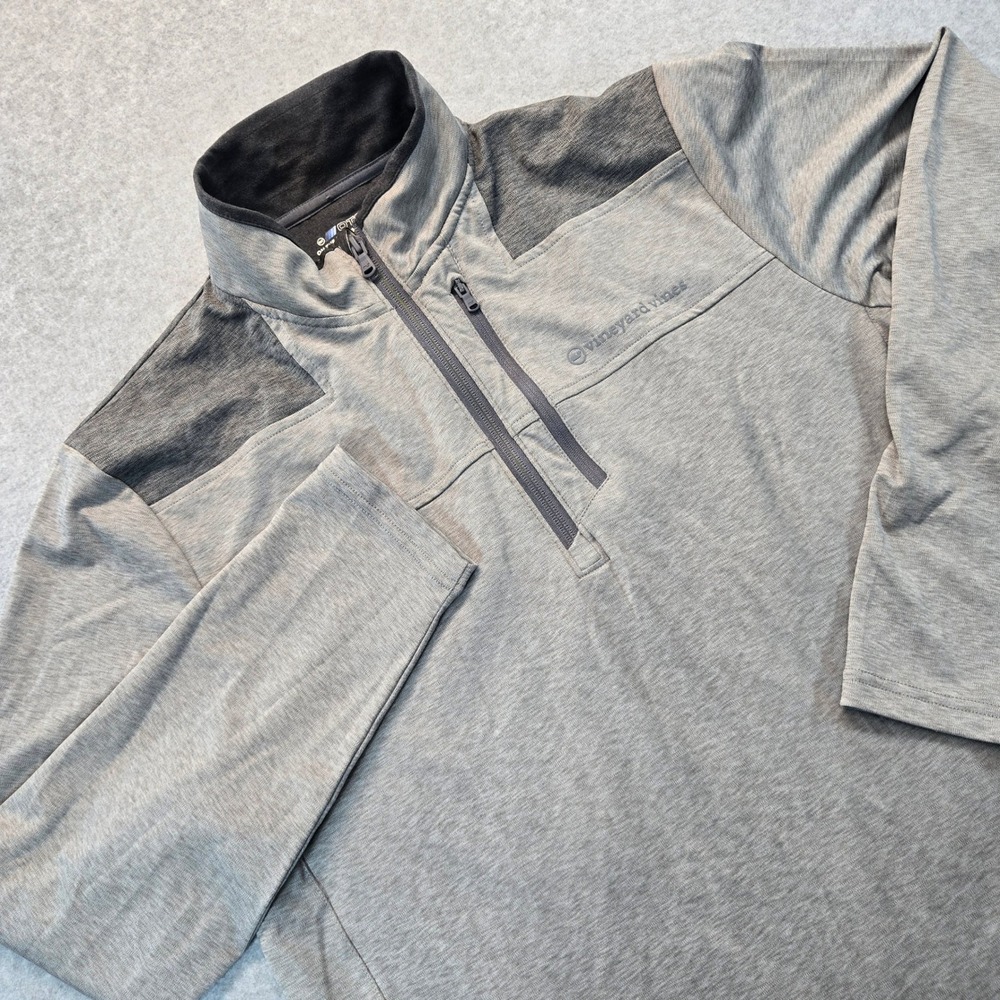 Vineyard Vines OTG On-The-Go Shep Shirt Mens Large Gray Quarter Zip Pullover